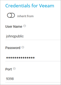 Credentials for Veeam