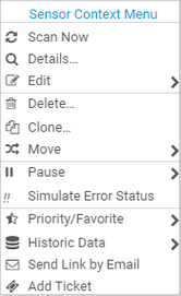 Sensor Context Menu