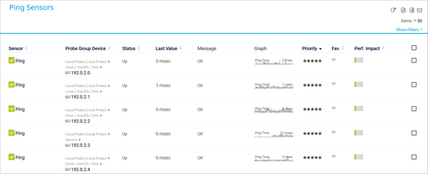 Example of a Table List