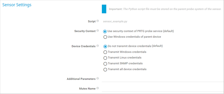 Sensor Settings